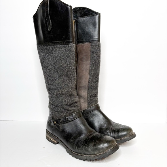 Ariat Black and Gray Leather Wool Riding  Winter Boots Size 7 Women’s - Picture 1 of 6